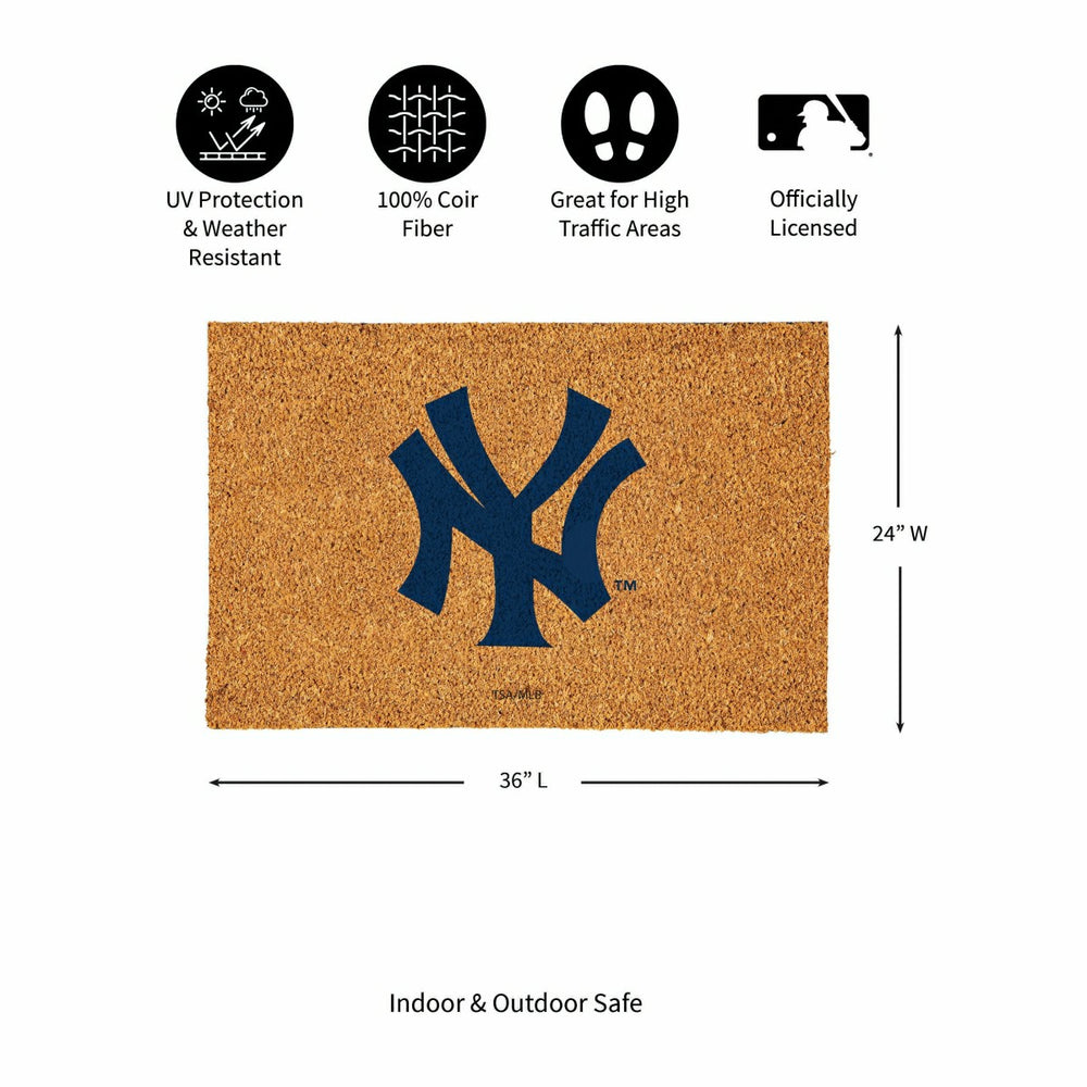 NY Yankees Large Full Color Coir Mat, 36"x24", MLB