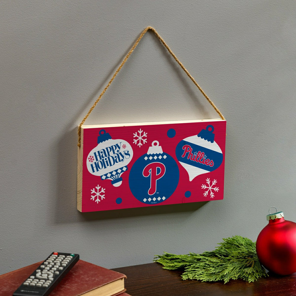 Philadelphia Phillies Holiday Wood Wall Sign, 6x11, MLB, Home