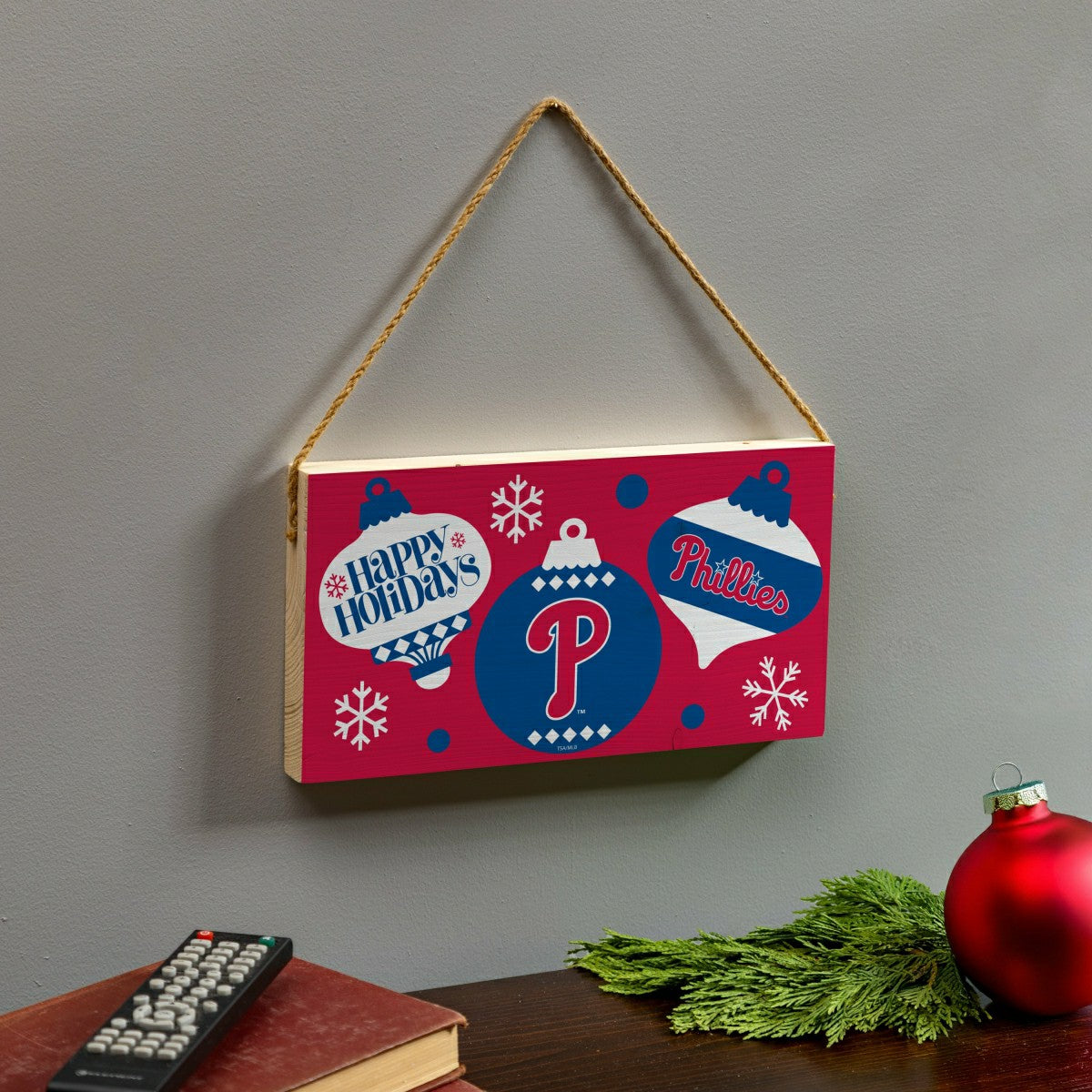 Philadelphia Phillies Holiday Wood Wall Sign, 6x11, MLB, Home