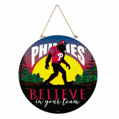 Philadelphia Phillies Bigfoot Round Door Décor with Hanging Rope, 18x1, MLB, Home