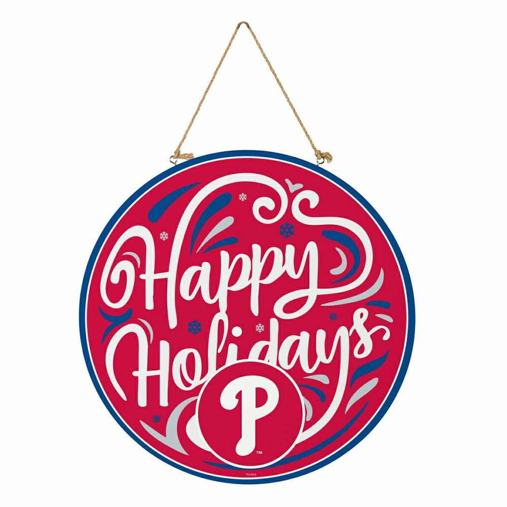 Philadelphia Phillies Holiday Round Door Décor with Hanging Rope, 18x1, MLB, Home