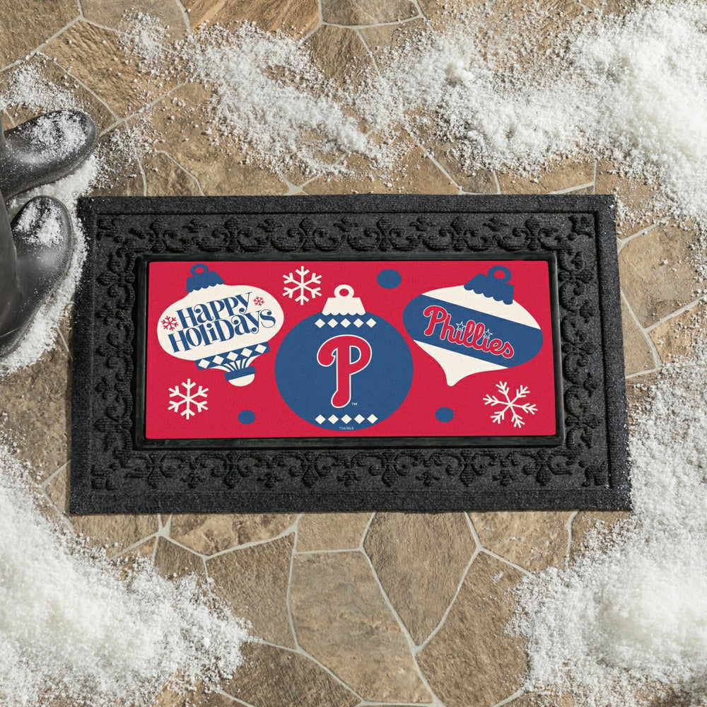 Philadelphia Phillies Holiday Flocked Coir Sassafras Switch Mat, 22"x1, MLB