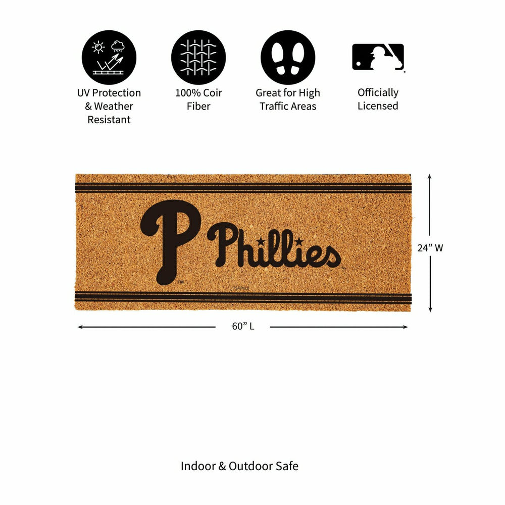 Philadelphia Phillies Extra Large One Color Coir Mat, 60"x24", MLB
