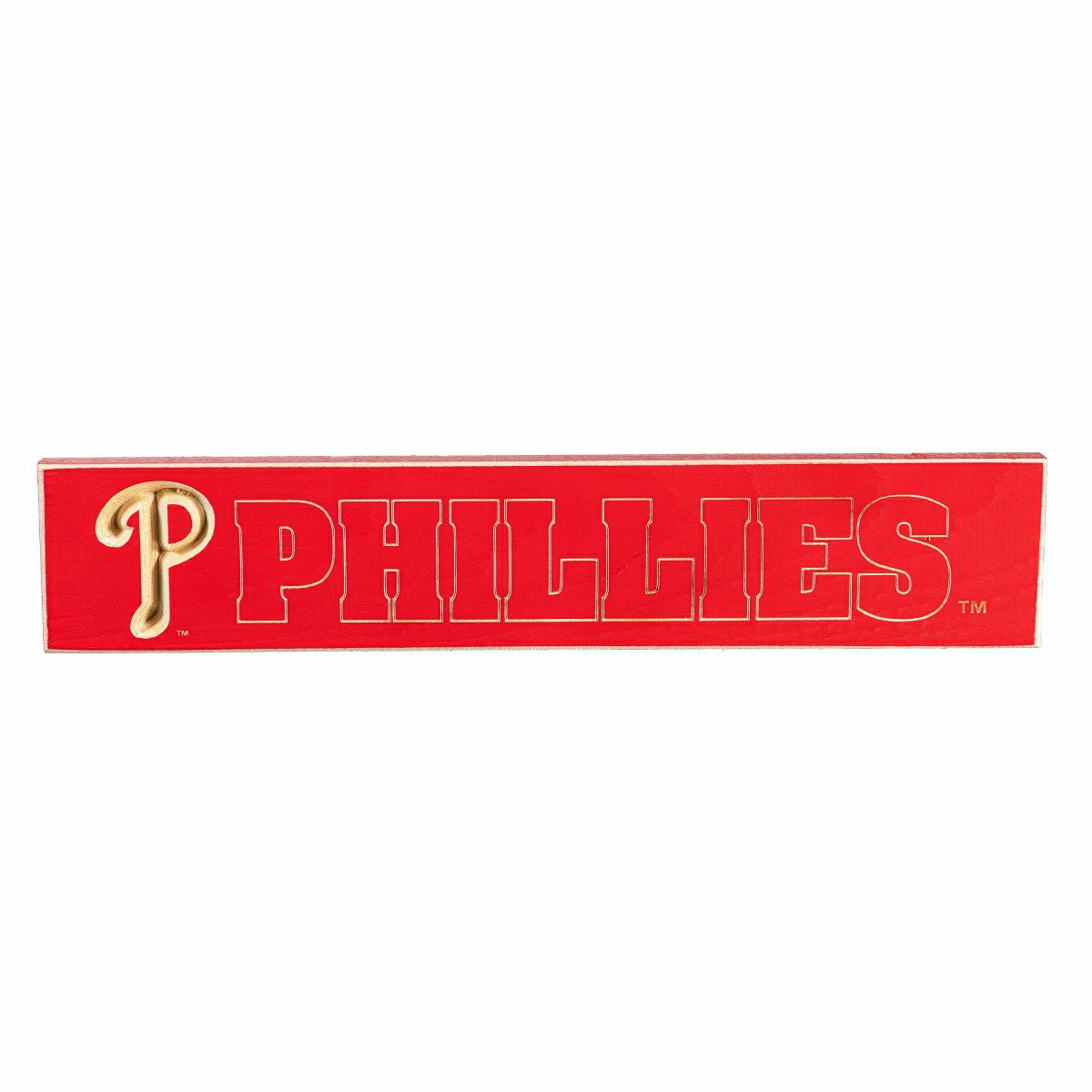 Philadelphia Phillies Engraved Wood Sign, 3.5" x 18", MLB, Home