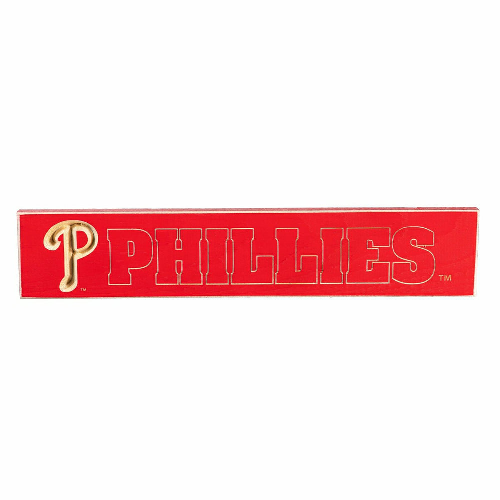 Philadelphia Phillies Engraved Wood Sign, 3.5" x 18", MLB, Home