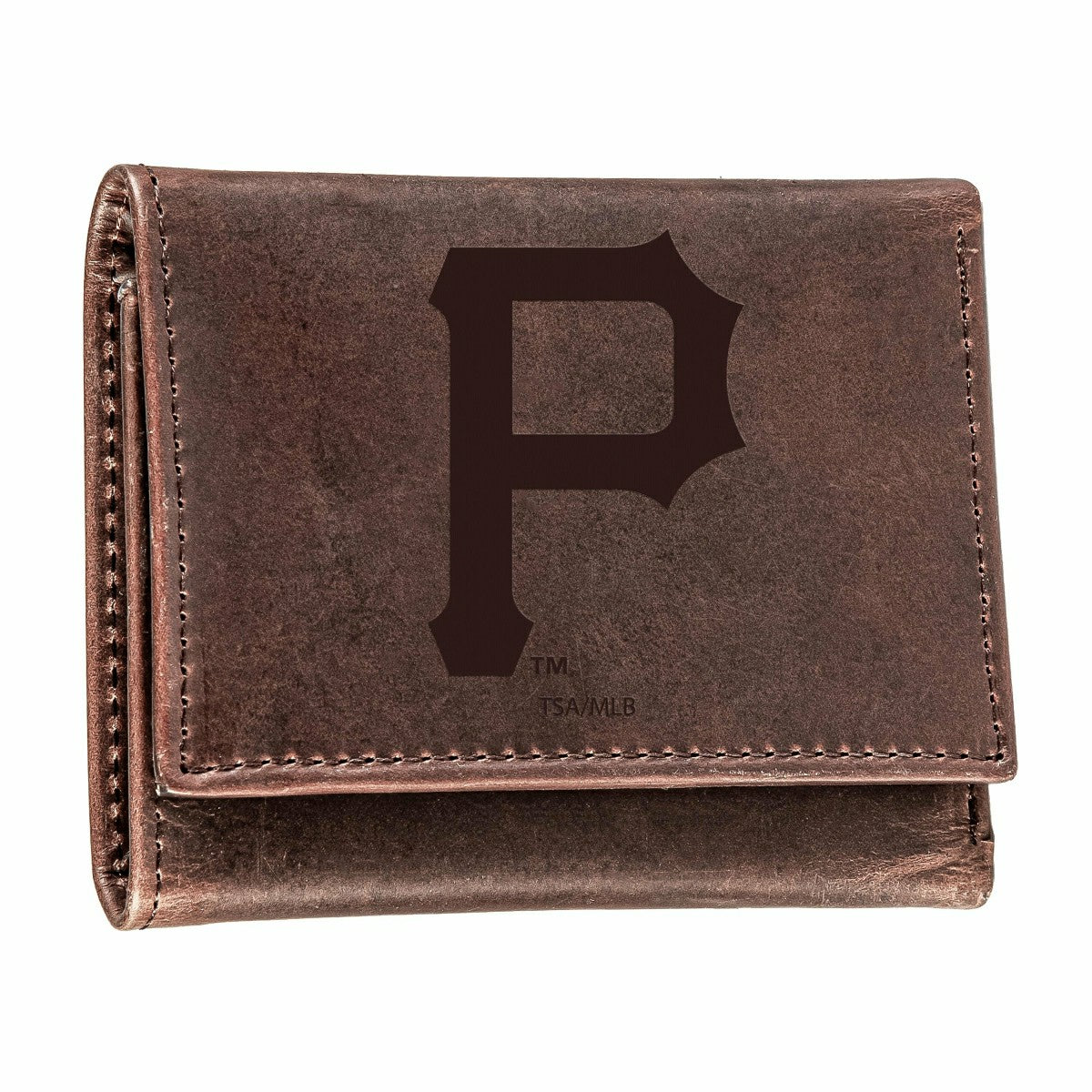 Pittsburgh Pirates Tri-Fold Wallet Brown 100% Genuine Leather, MLB, Home