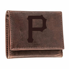 Pittsburgh Pirates Tri-Fold Wallet Brown 100% Genuine Leather, MLB, Home