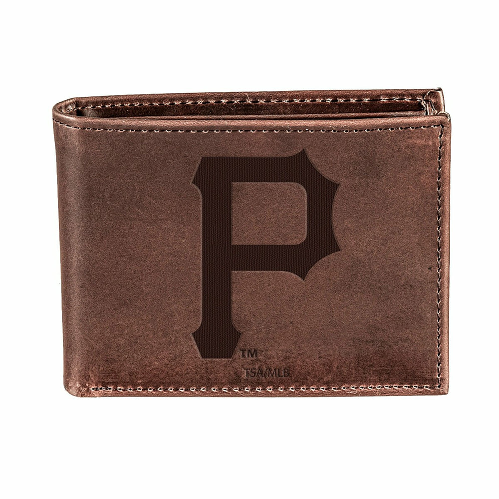 Pittsburgh Pirates Bi-Fold Wallet Brown 100% Genuine Leather, MLB, Home