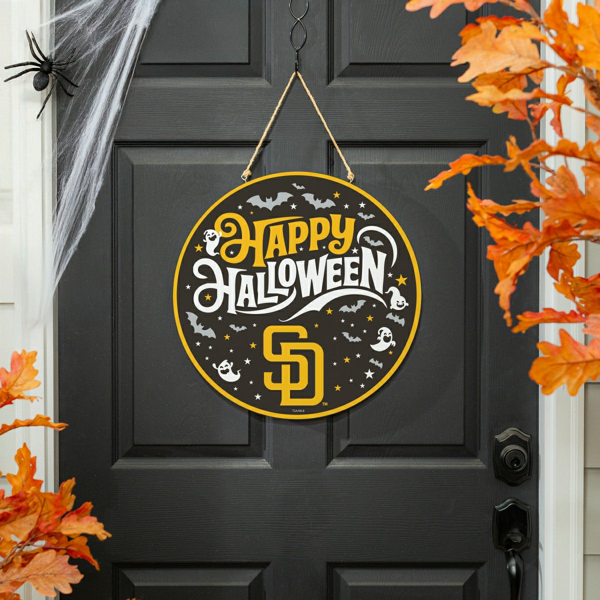 San Diego Padres Halloween Round Door Décor with Hanging Rope, 18x18, MLB, Home