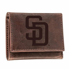 San Diego Padres Tri-Fold Wallet Brown 100% Genuine Leather, MLB, Home