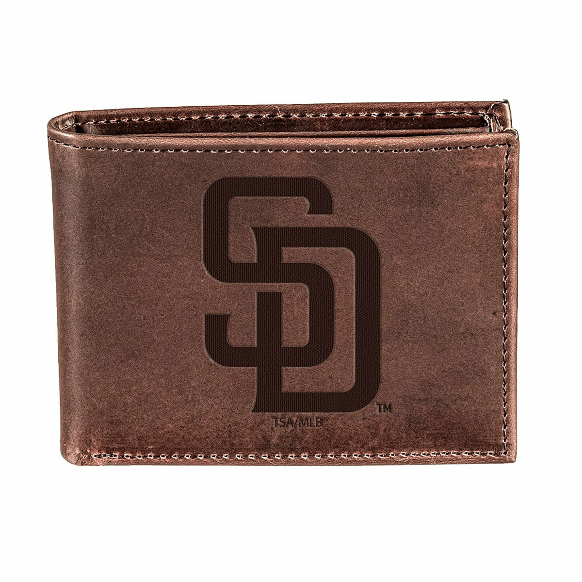 San Diego Padres Bi-Fold Wallet Brown 100% Genuine Leather, MLB, Home