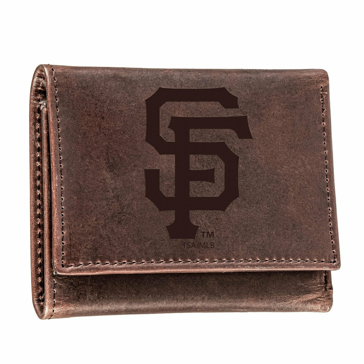 San Francisco Giants Tri-Fold Wallet Brown 100% Genuine Leather, MLB, Home