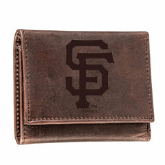 San Francisco Giants Tri-Fold Wallet Brown 100% Genuine Leather, MLB, Home