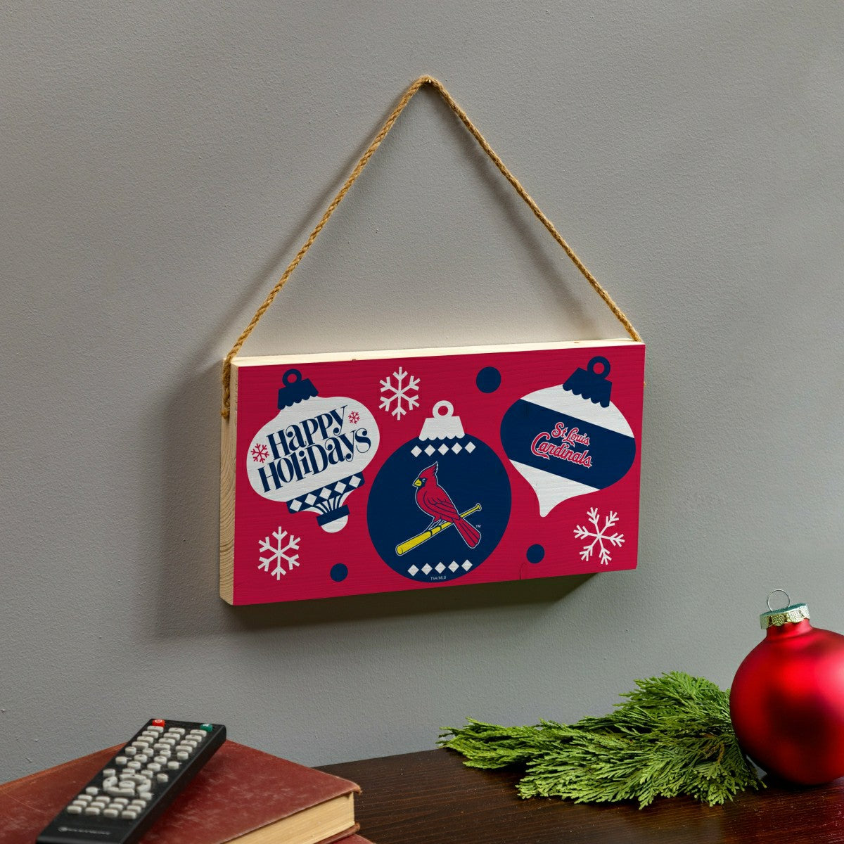 St Louis Cardinals Holiday Wood Wall Sign, 6x11, MLB, Home