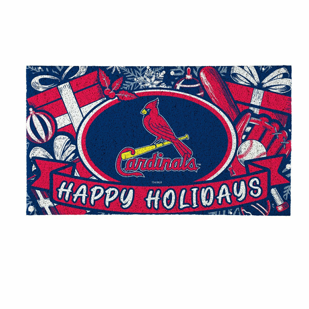 St Louis Cardinals Holiday PVC Mat, 28"x16", MLB