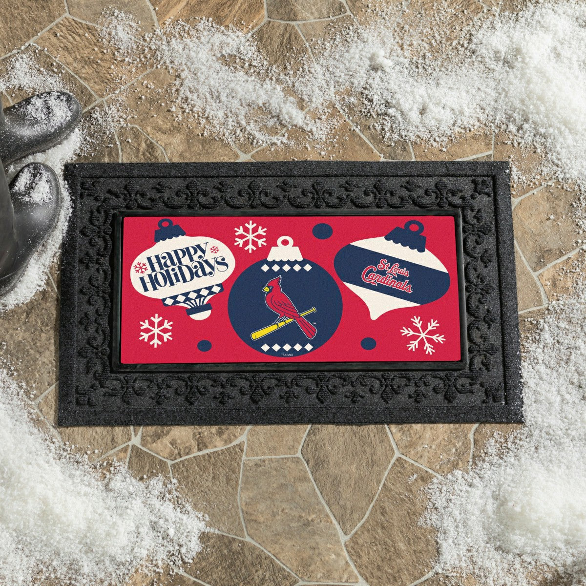 St Louis Cardinals Holiday Flocked Coir Sassafras Switch Mat, 22"x10", MLB