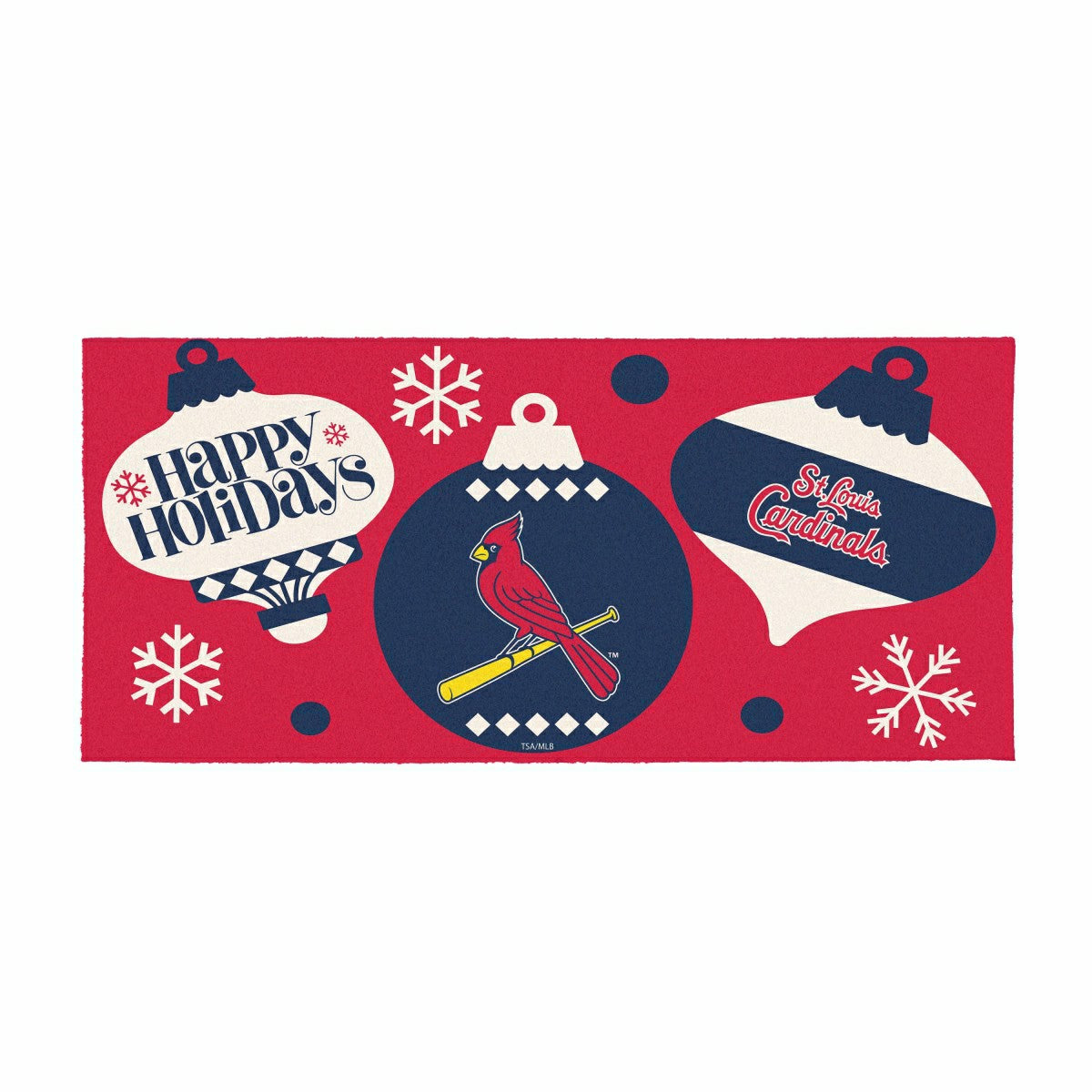 St Louis Cardinals Holiday Flocked Coir Sassafras Switch Mat, 22"x10", MLB