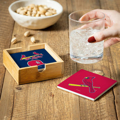 St Louis Cardinals Ceramic Coasters Set, 4pcs with Wood Caddy, MLB, Home