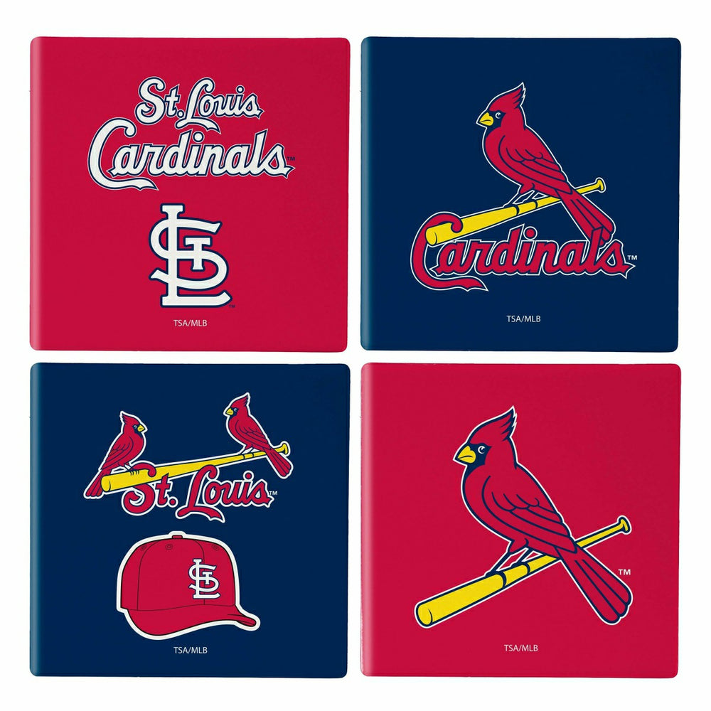 St Louis Cardinals Ceramic Coasters Set, 4pcs with Wood Caddy, MLB, Home