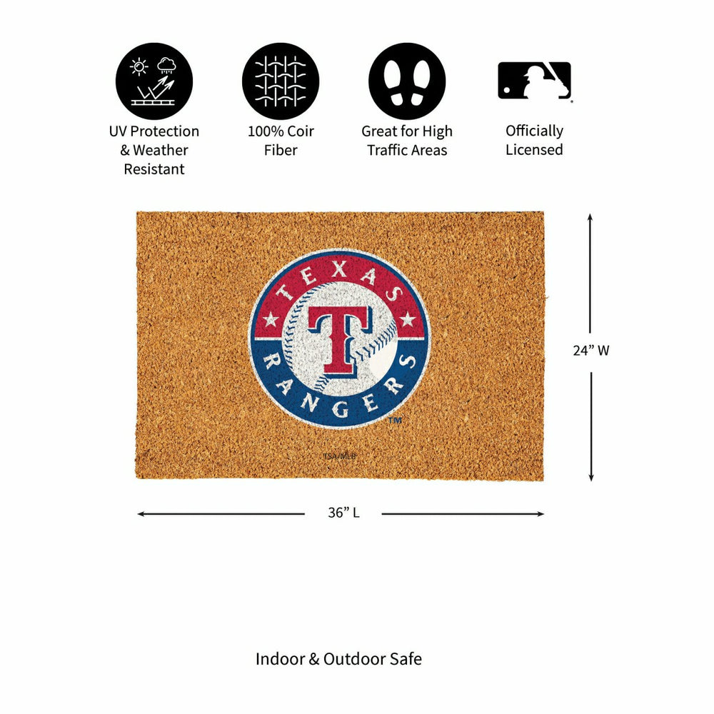 Texas Rangers Large Full Color Coir Mat, 36"x24", MLB