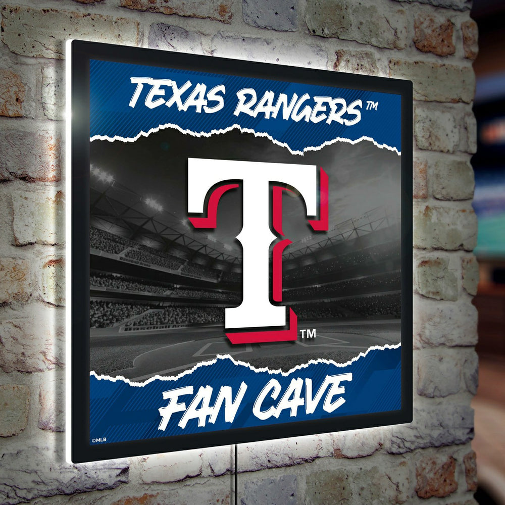 Texas Rangers 23"H x 23"L LED Wall Decor, Edgelite, Square, MLB, Home