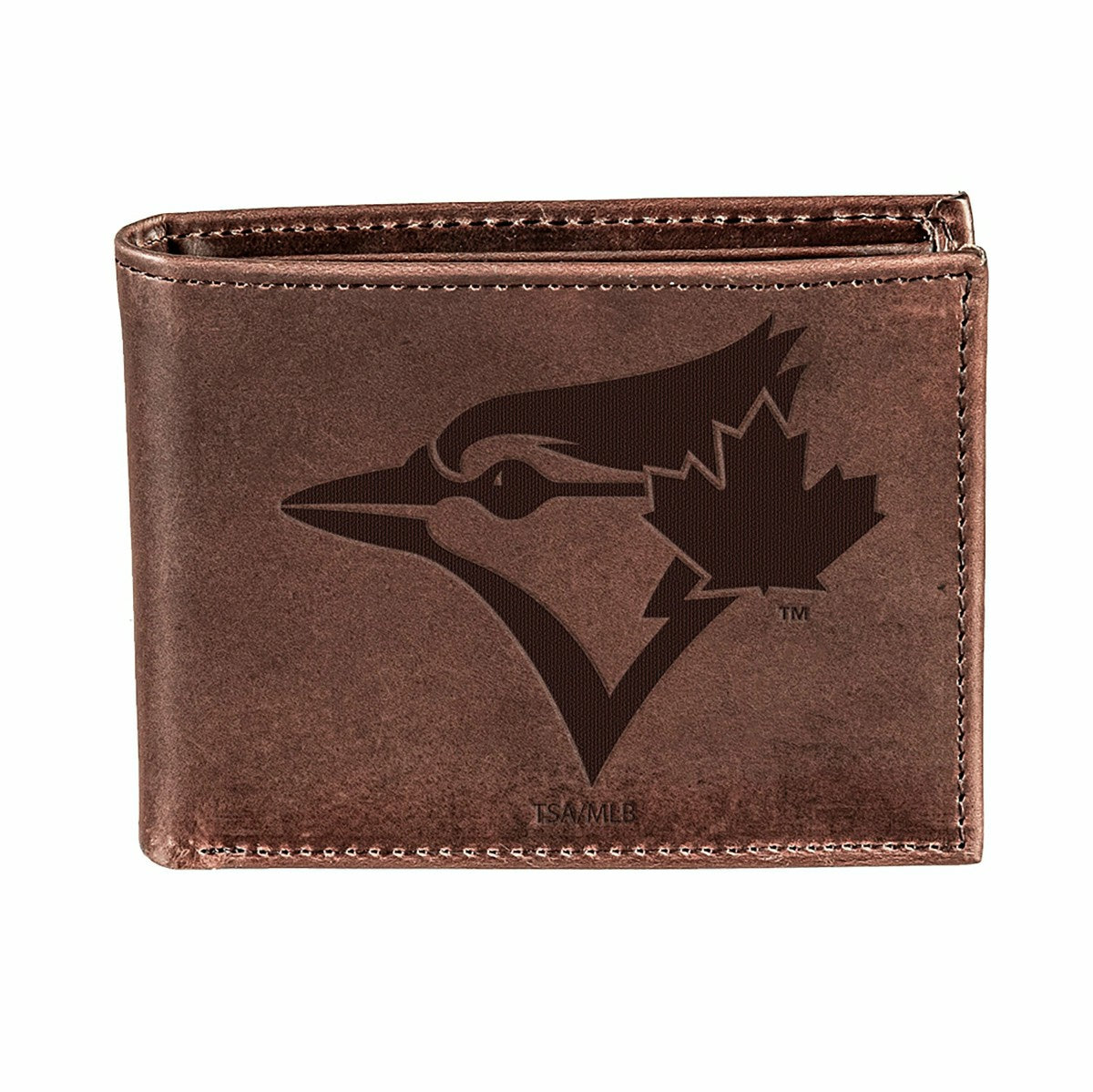 Toronto Blue Jays Bi-Fold Wallet Brown 100% Genuine Leather, MLB, Home