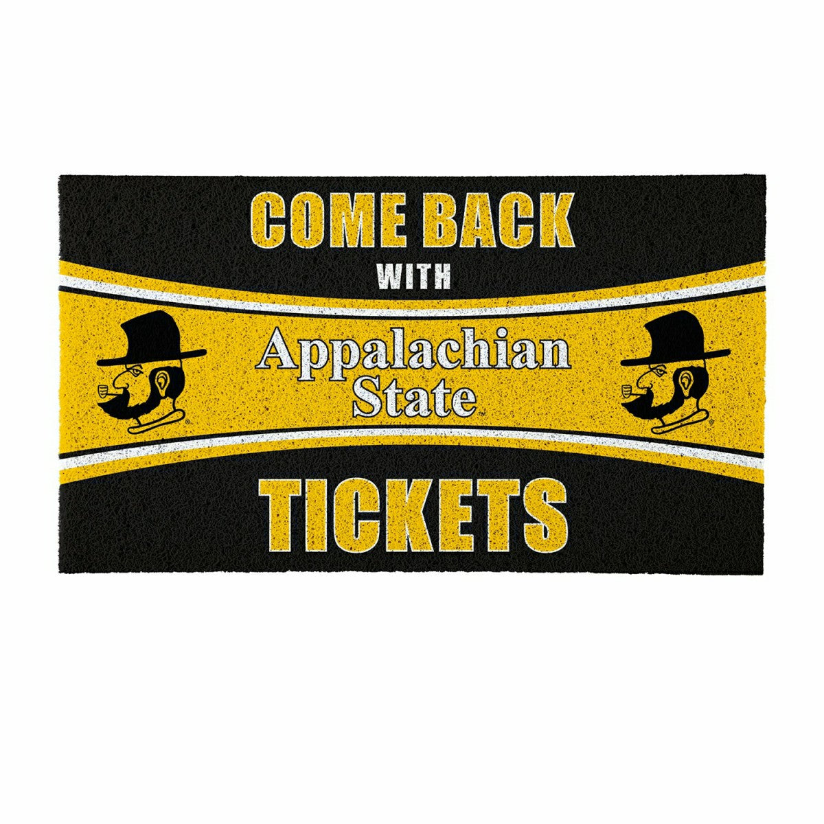 28" x 16" PVC Trapper Mat, Come Back with Tickets, Appalachian State U, Collegiate