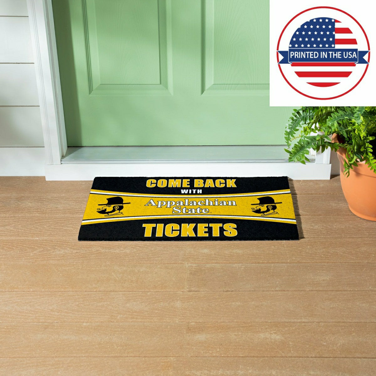 28" x 16" PVC Trapper Mat, Come Back with Tickets, Appalachian State U, Collegiate