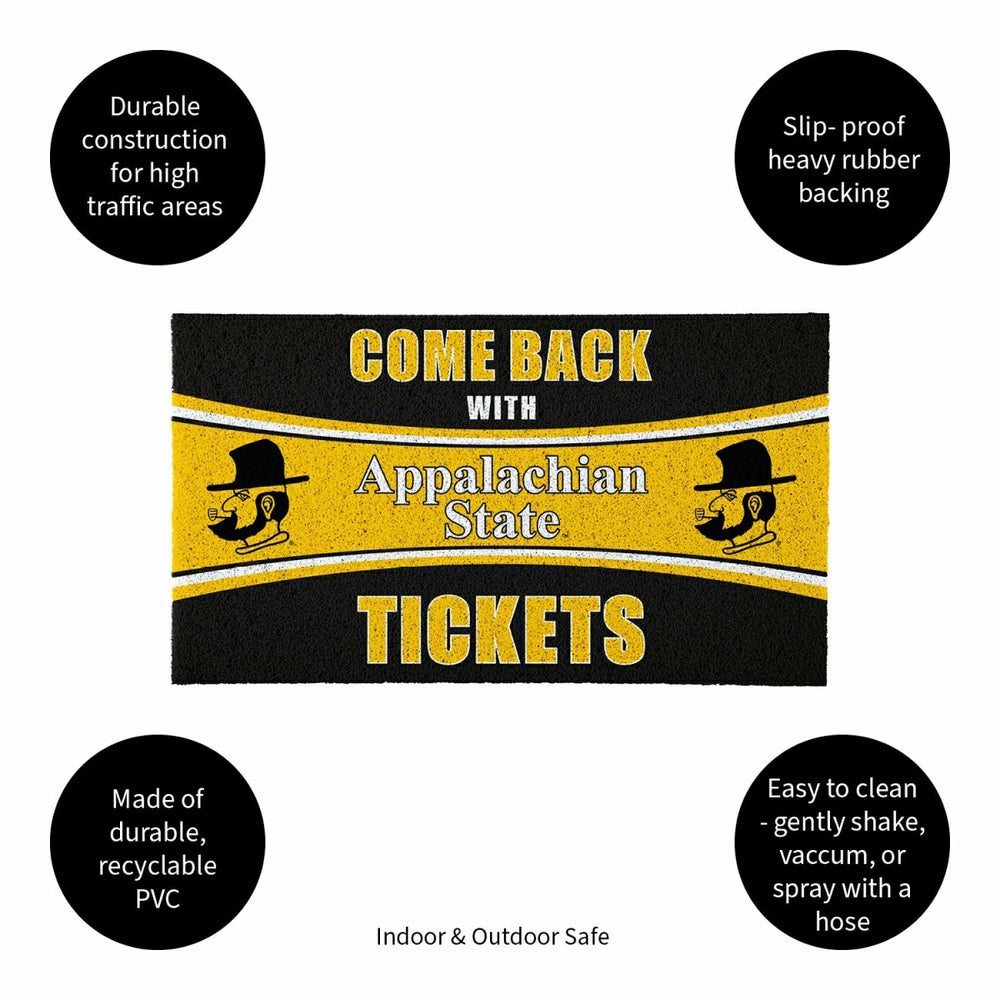 28" x 16" PVC Trapper Mat, Come Back with Tickets, Appalachian State U, Collegiate