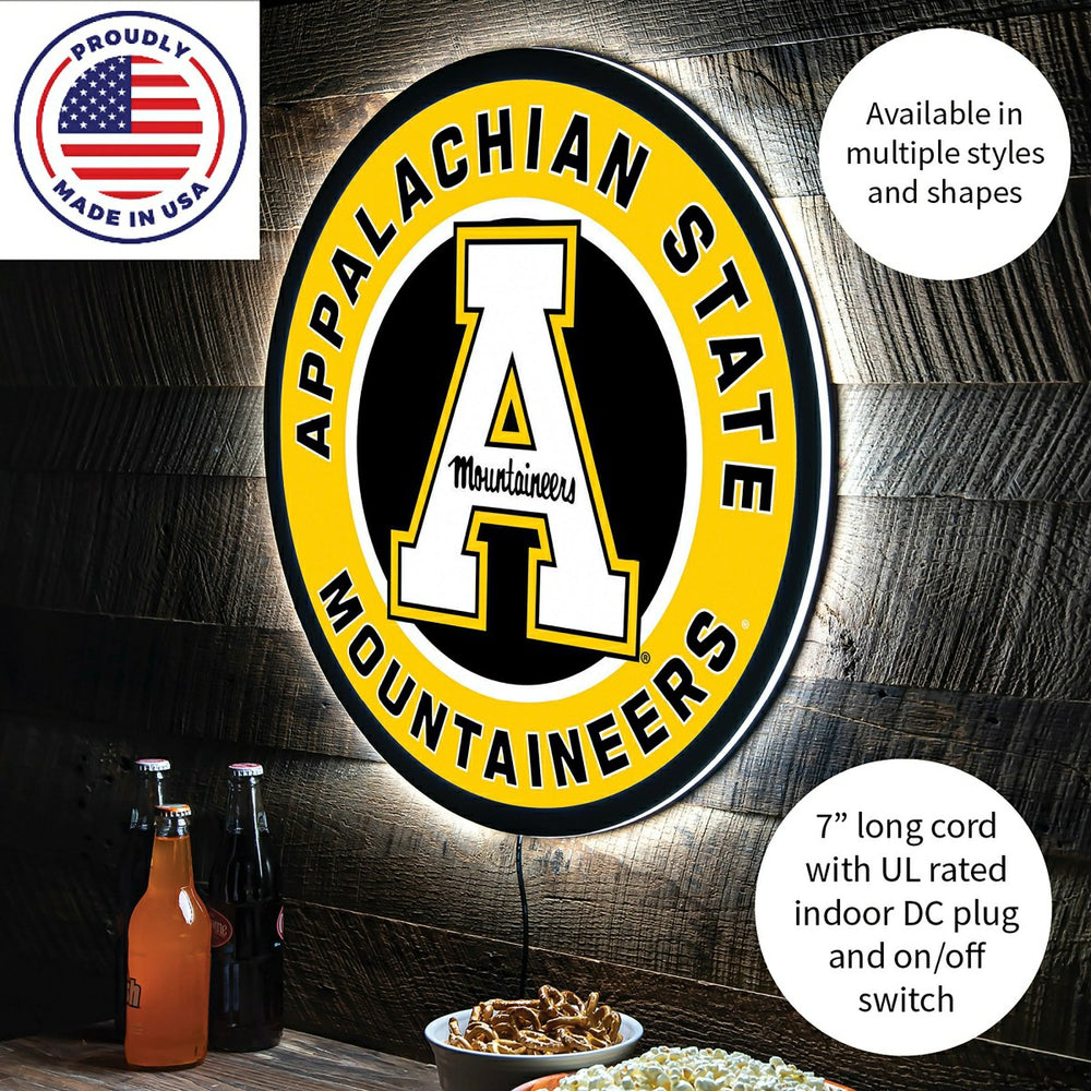 LED Wall Decor, Round, Appalachian State University, Collegiate, Home