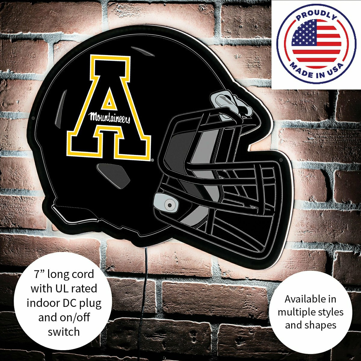 LED Wall Decor, Helmet, Appalachian State University, Collegiate, Home