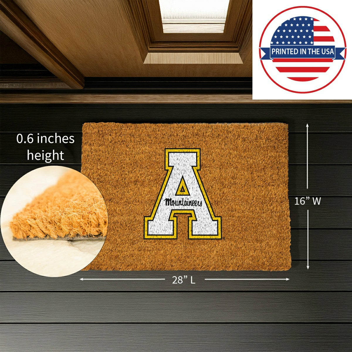 Coir Mat, 16"x28", Appalachian State University, Collegiate