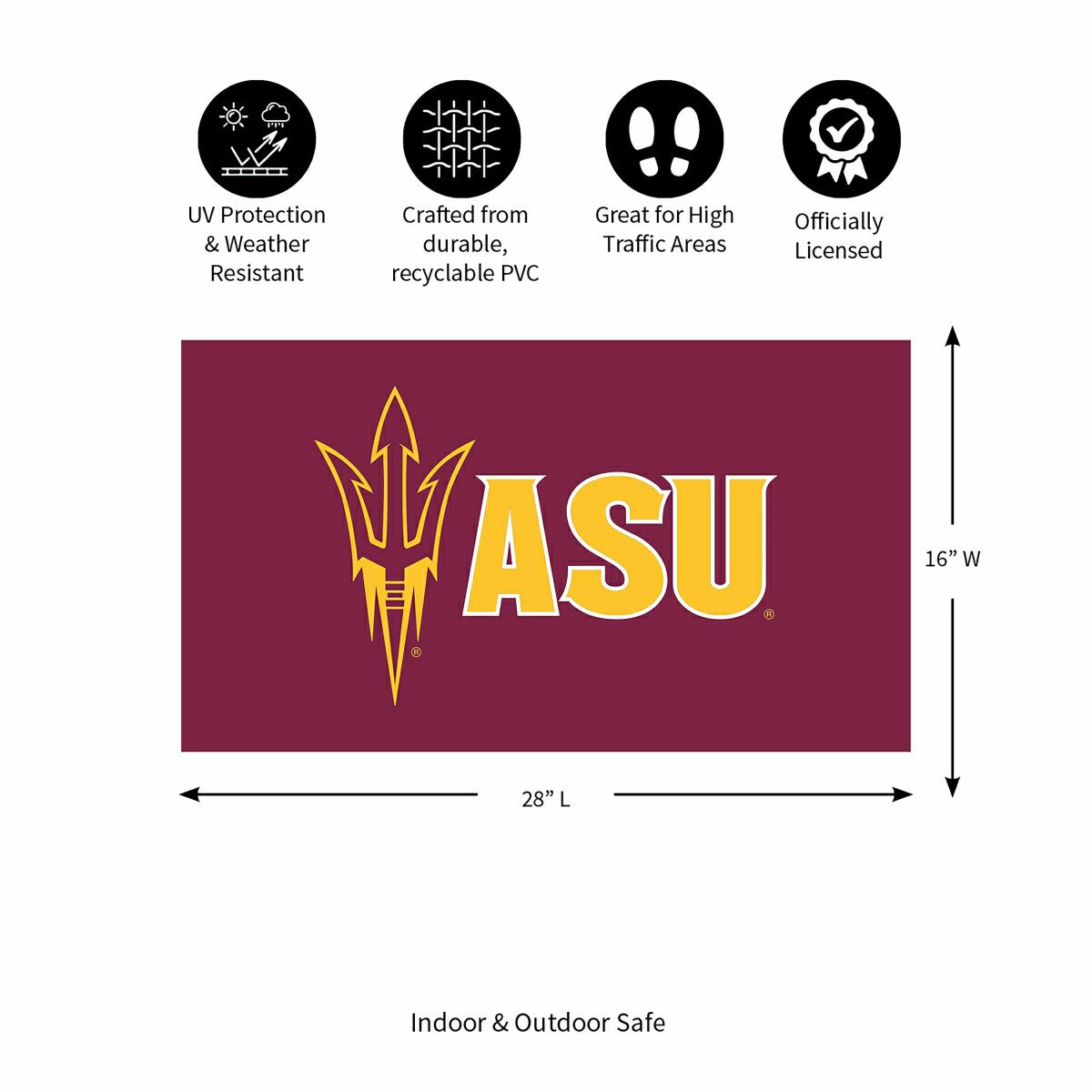 Full Color PVC Mat, 16" x 28", Arizona State University, Collegiate