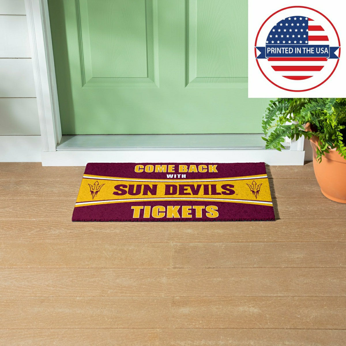 28" x 16" PVC Trapper Mat, Come Back with Tickets, Arizona State Unive, Collegiate