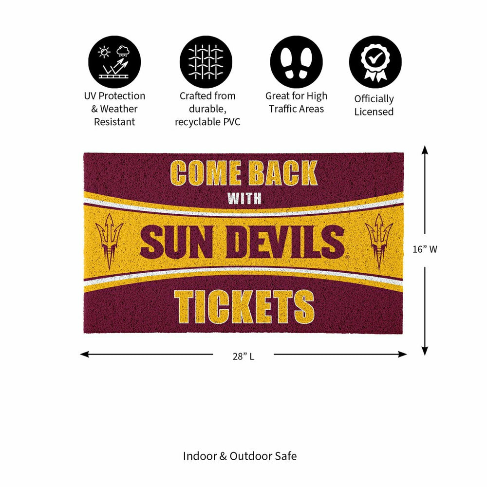 28" x 16" PVC Trapper Mat, Come Back with Tickets, Arizona State Unive, Collegiate