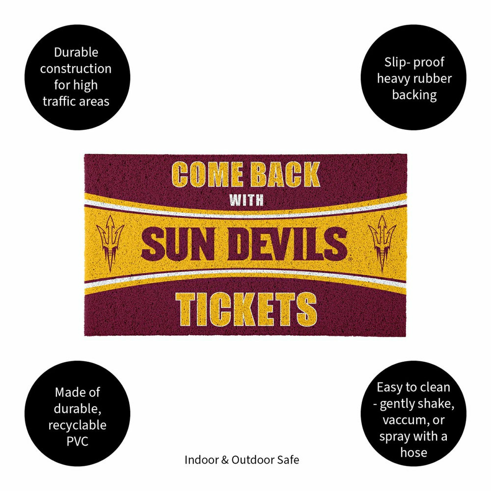 28" x 16" PVC Trapper Mat, Come Back with Tickets, Arizona State Unive, Collegiate