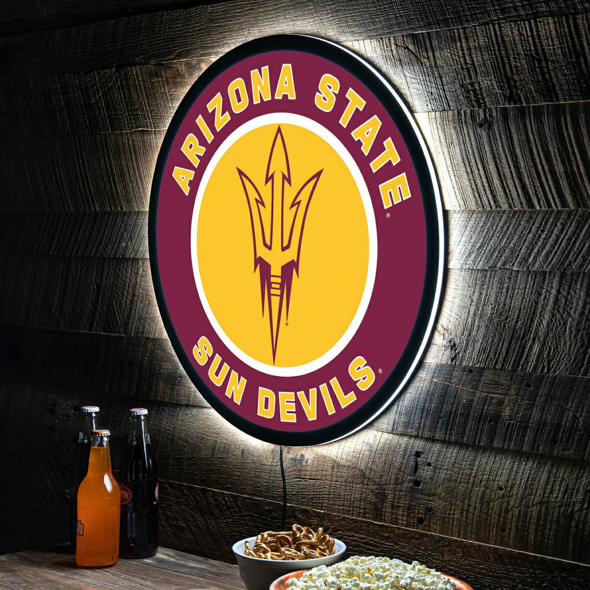 LED Wall Decor, Round, Arizona State University, Collegiate, Home