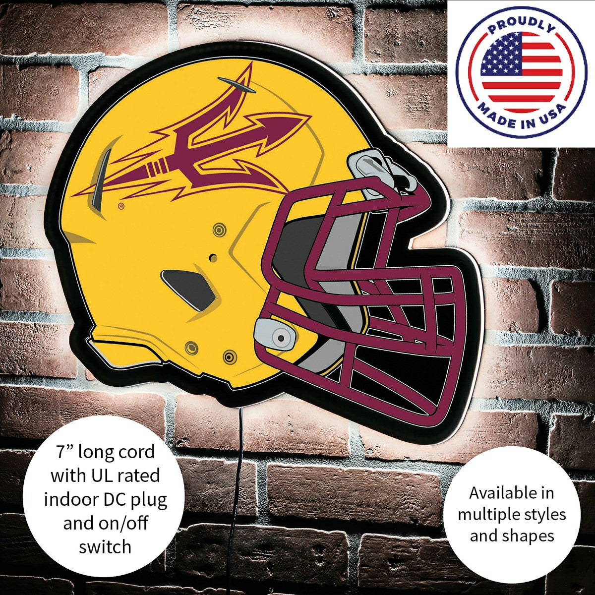 LED Wall Decor, Helmet, Arizona State University, Collegiate, Home
