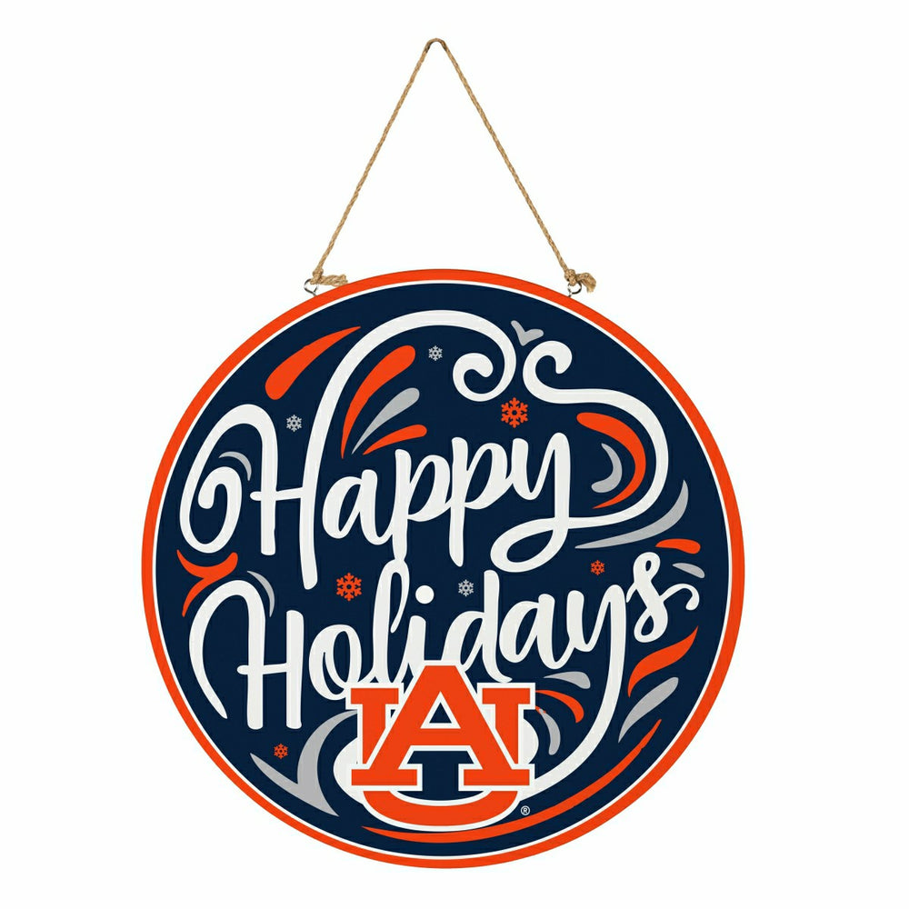 Auburn University Holiday Round Door Décor with Hanging Rope, 18x18, Collegiate, Home