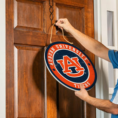 Auburn University Round Door Décor with Hanging Rope, 18x18, Collegiate, Home