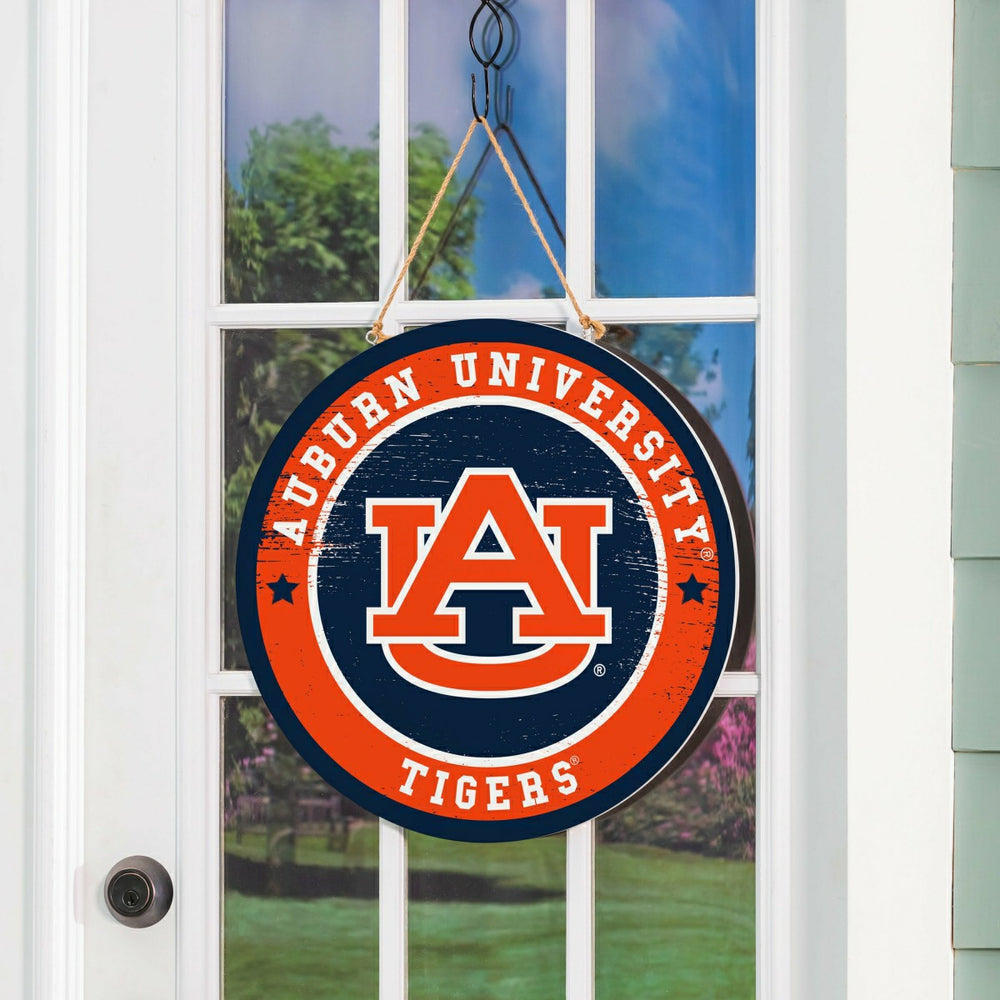 Auburn University Round Door Décor with Hanging Rope, 18x18, Collegiate, Home