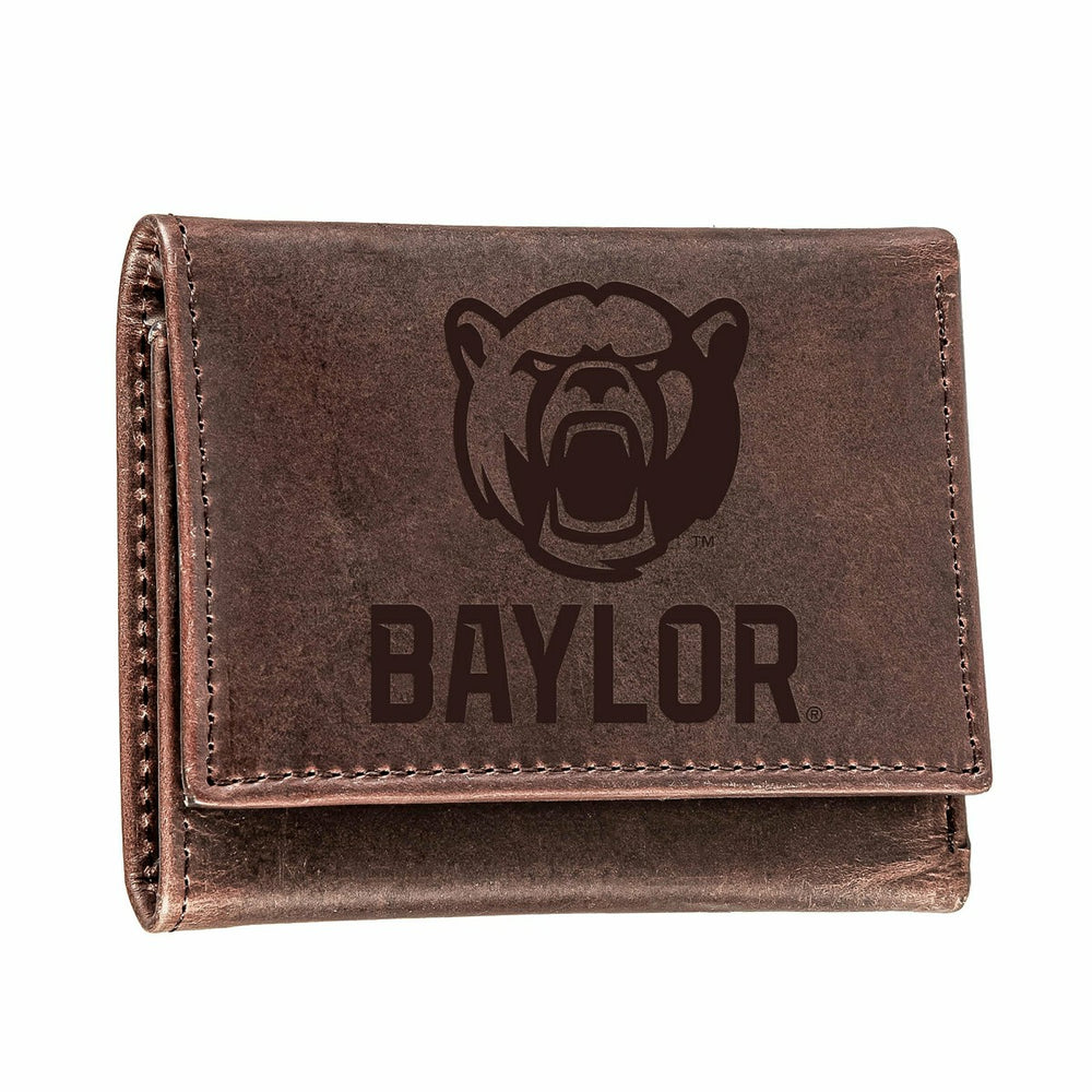 Baylor University, Tri-Fold Wallet, Brown, CH, 100% Genuine Leather, Collegiate, Home