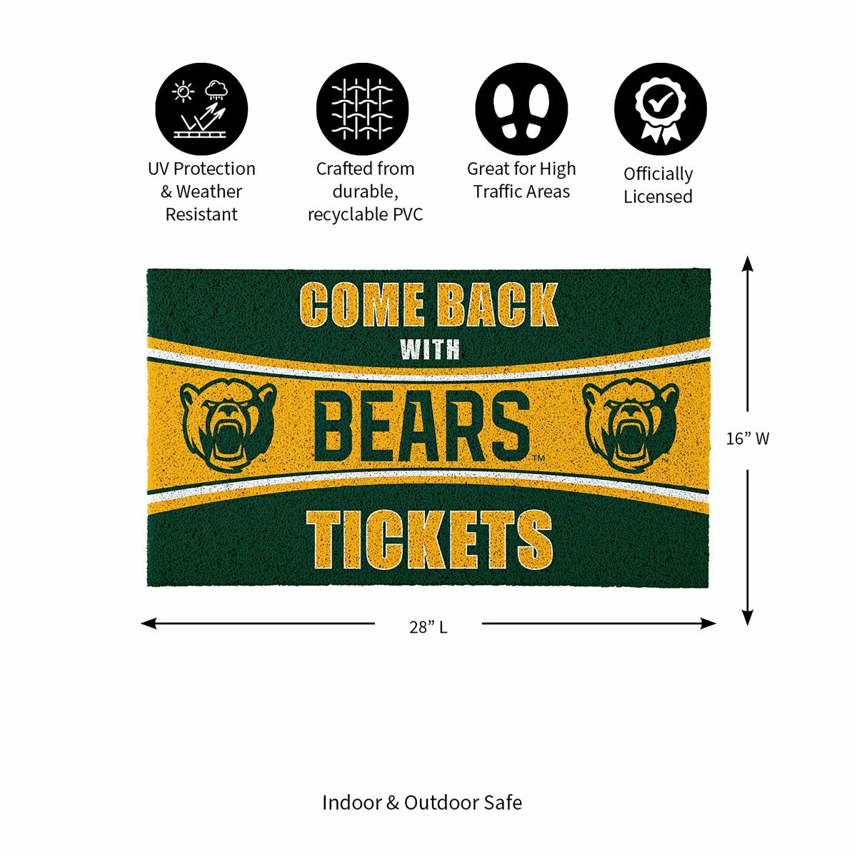 28" x 16" PVC Trapper Mat, Come Back with Tickets, Baylor University, Collegiate