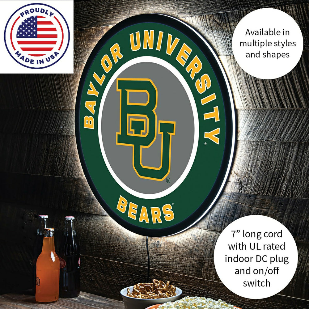 LED Wall Decor, Round, Baylor University, Collegiate, Home