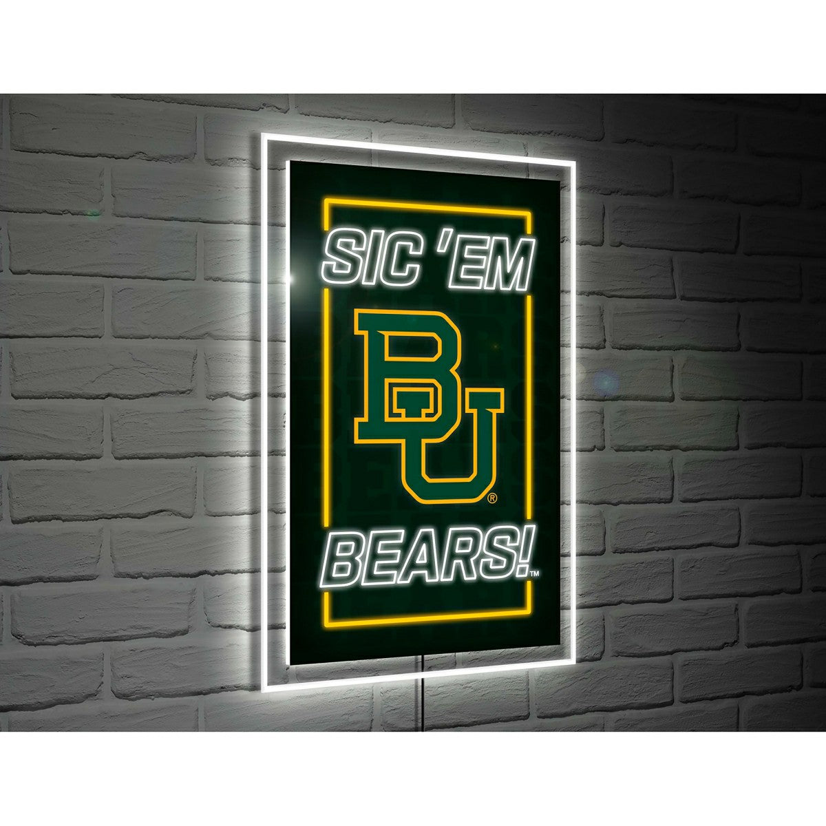 Baylor University College Rectangle Neolite LED Decor, Collegiate, Home