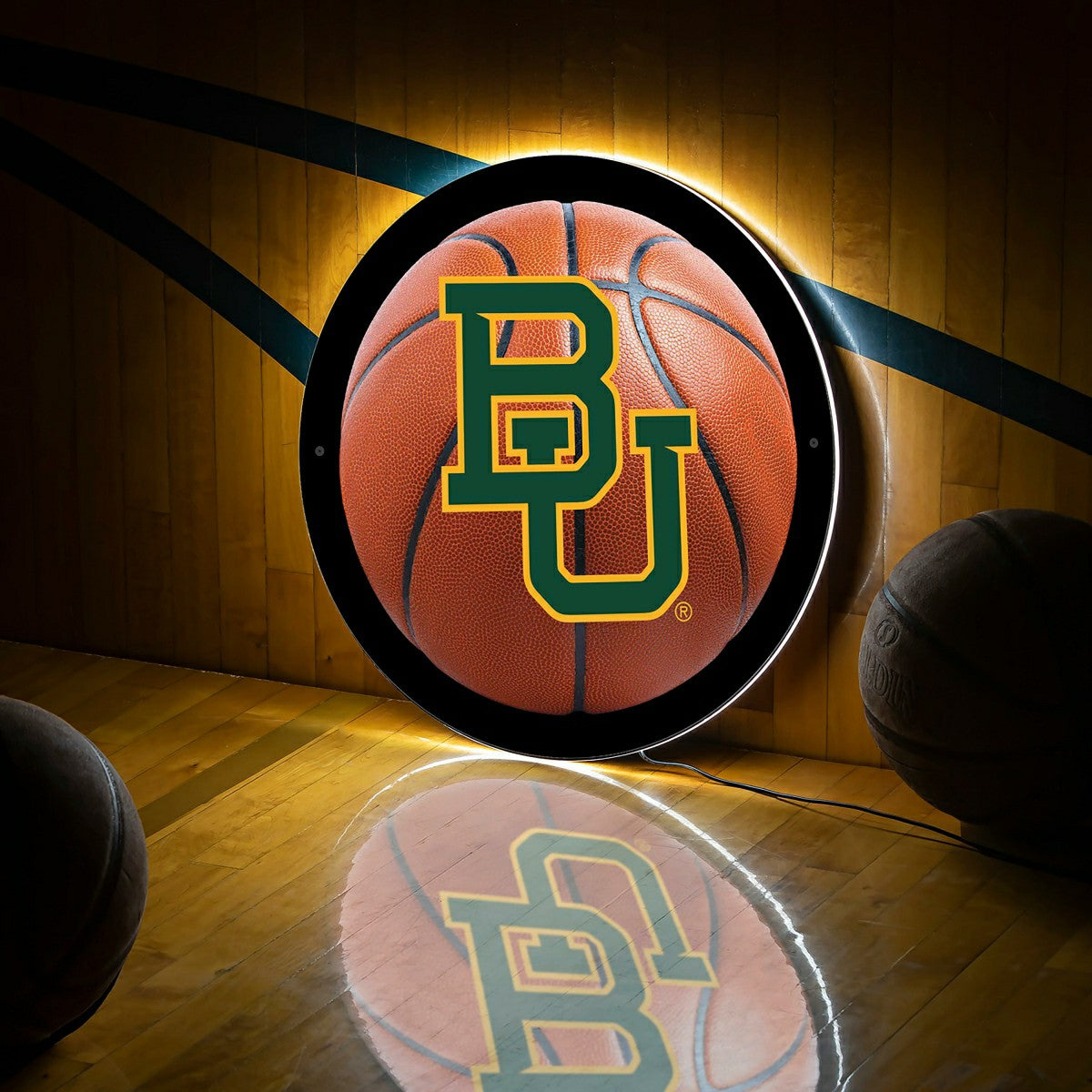 LED Wall Decor, Round, Med, Baylor, Basketball, Collegiate, Home