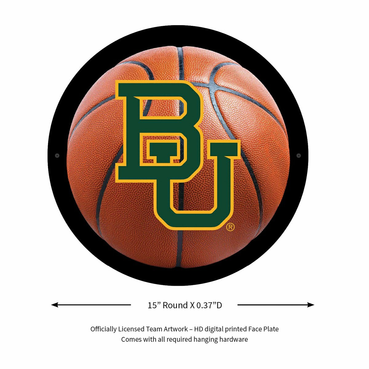 LED Wall Decor, Round, Med, Baylor, Basketball, Collegiate, Home