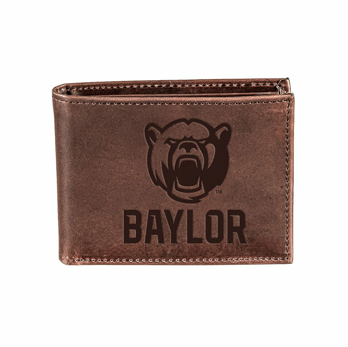 Baylor University, Bi-Fold Wallet, Brown, CH, 100% Genuine Leather, Collegiate, Home
