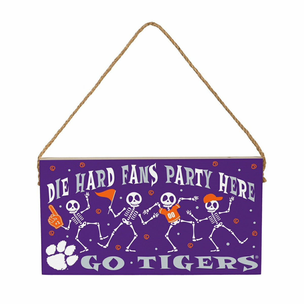 Clemson University Halloween Wood Wall Sign, 6x11, Collegiate, Home