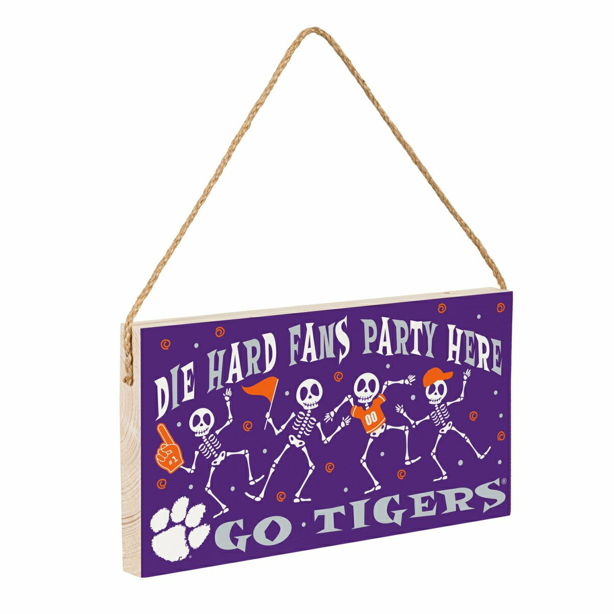 Clemson University Halloween Wood Wall Sign, 6x11, Collegiate, Home